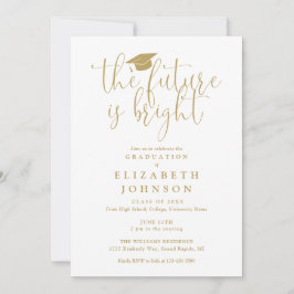 Bright Future Elegant Gold Script Afstudeerfeest Kaart