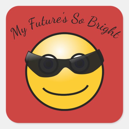 Bright Future Funny Emoji in Sunglazen Sticker (Voorkant)