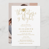 Bright Future Gold Script Foto Afstudeerfeest Kaart (Voorkant / Achterkant)