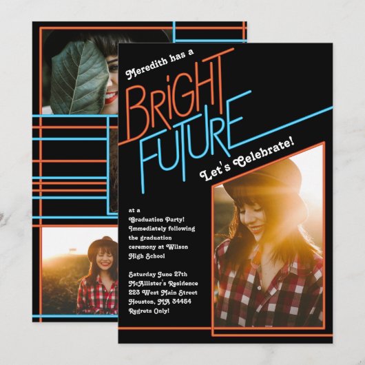 Bright Future Graduation Party aankondiging (Voorkant / Achterkant)