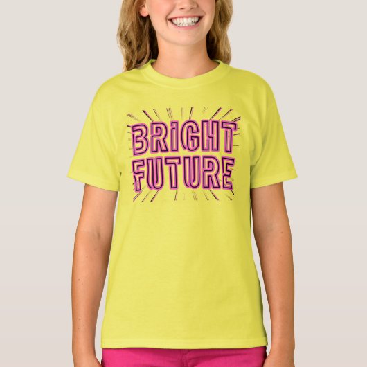 Bright Future in Pink omgeven door zonachtige stra T-shirt (Voorkant)