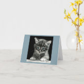 "Bright Future" Kitten Kaart - Blauwe achtergrond (Gele Bloem)