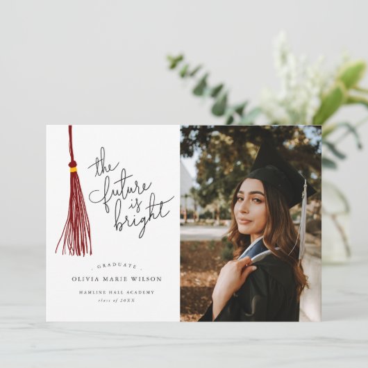 Bright Future Maroon Afstuderen aankondiging (Staand voorkant)