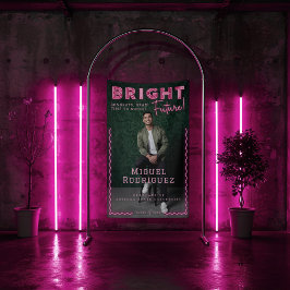 Bright Future Pink Neon Afstudeerder Foto Afstuder Spandoek