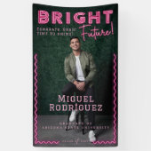 Bright Future Pink Neon Afstudeerder Foto Afstuder Spandoek (Verticaal)