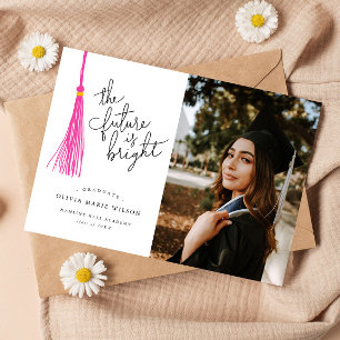 Bright Future Pink Tassel Afstuderen Aankondiging
