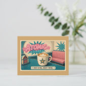 Bright Future Retro Atomic Diner Star Latte Briefkaart (Staand voorkant)