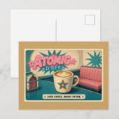 Bright Future Retro Atomic Diner Star Latte Briefkaart (Voorkant / Achterkant)