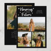 Bright Future Stars Multi Photo Black Grad Aankondiging (Voorkant / Achterkant)