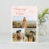 Bright Future Stars Multi Photo Peach Grad Aankondiging (Staand voorkant)
