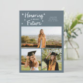Bright Future Stars Multi Photo Slate Blue Grad Aankondiging (Staand voorkant)