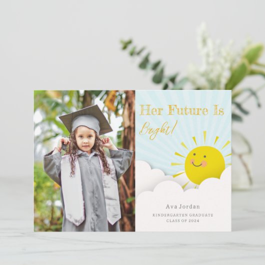 Bright Future Sunshine Afstuderen Foto Kaart (Staand voorkant)
