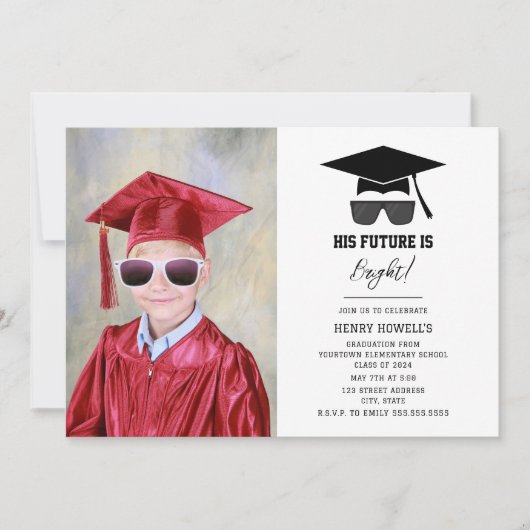 Bright Future Zonnebril Jongen Foto Afstuderen Kaart (Voorkant)