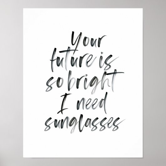 Bright Future zwart-wit typografie print (Voorkant)