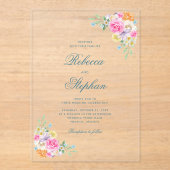 Bright Garden Floral Party Waterverf bruiloft Acryl Uitnodigingen (Voorkant)