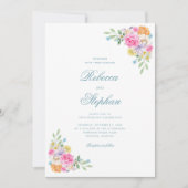 Bright Garden Floral Party Waterverf bruiloft Kaart (Voorkant)