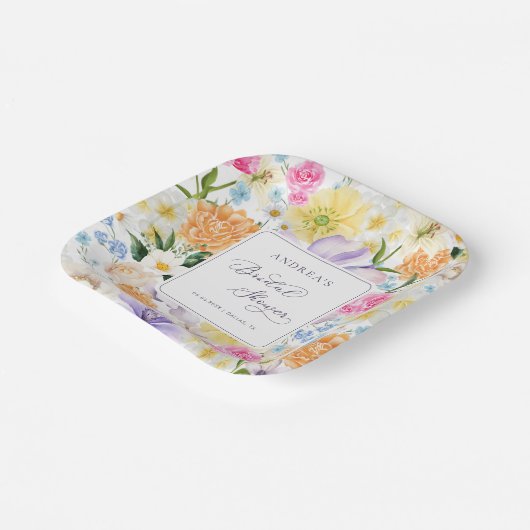 Bright Garden Floral Spring Summer Vrijgezellenfee Papieren Bordje (Gebogen)