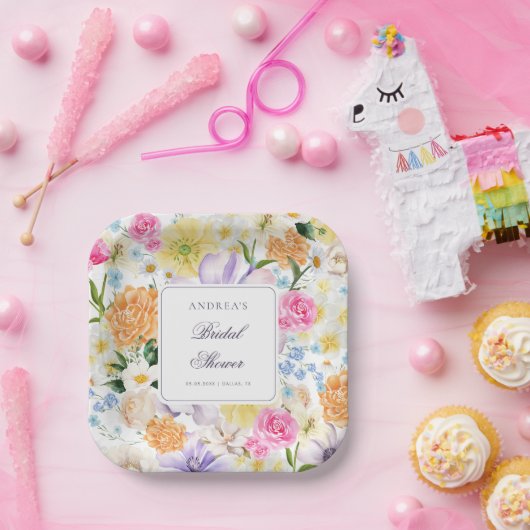 Bright Garden Spring Floral Summer Vrijgezellenfee Papieren Bordje (Feest)