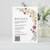 Bright Garden Wildflowers Wedding Details Informatiekaartje (Staand voorkant)
