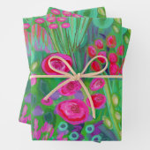 Bright Garden Wrapping Paper Flat Sheet Set van 3 (In situ)