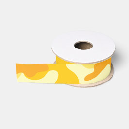 Bright Geel Camo Cheerful Gift Wrap Ribbon Grosgrain Lint