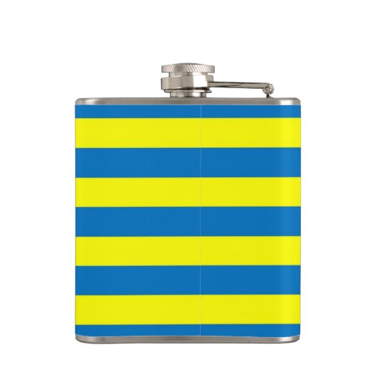 Bright Geel en Blauw Stripes Aangepast Heupfles (Achterkant)