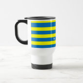 Bright Geel en Blauw Stripes Aangepast Reisbeker (Links)