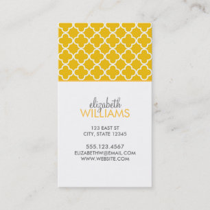 Bright Geel Marokkaans Quatrefoil Patroon Visitekaartje