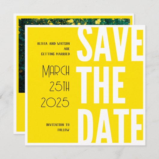 Bright Geel sparen de Datum Kaart (Voorkant / Achterkant)