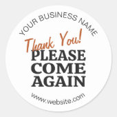 Bright geïnspireerd "Bedankt kom weer!" Ronde Sticker (Voorkant)