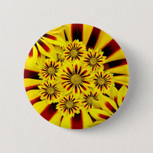 Bright gele bloemen ronde button 5,7 cm