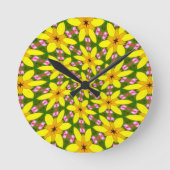 Bright gele bloemen ronde klok (Voorkant)