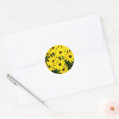 Bright gele bloemen ronde sticker (Envelop)