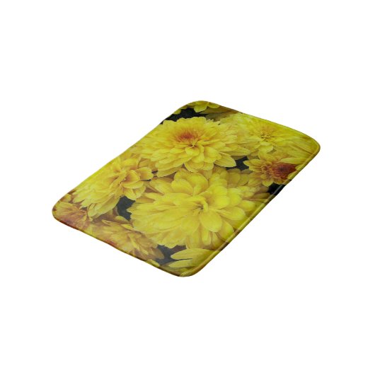 Bright Gele Chrysanthema Floral Badmat (Gekanteld)