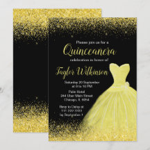 Bright Gele dress Faux Glitter Quinceanera