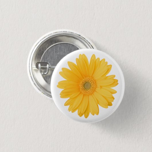 Bright Gele Gerbera Daisy Flower Ronde Button 3,2 Cm (Voorkant /achterkant)