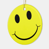 Bright Gele glimlach Emoji Keramisch Ornament (Links)