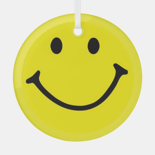 Bright Gele Happy Smile Face Glas Ornament (Voorkant)