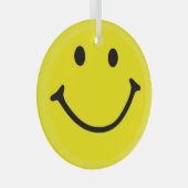 Bright Gele Happy Smile Face Glas Ornament (Voorkant Rechts)