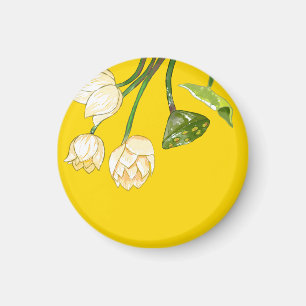 Bright Gele Lotus Flowers & Lotus Seedpod Magnet