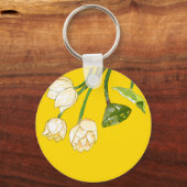 Bright gele Lotus Flowers & Lotus Seedpod Sleutelhanger (Voorkant)