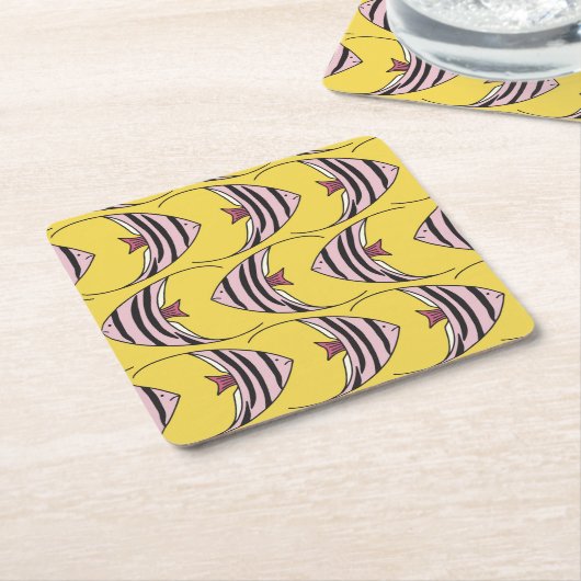 Bright gele vis kartonnen onderzetters (Schuin)