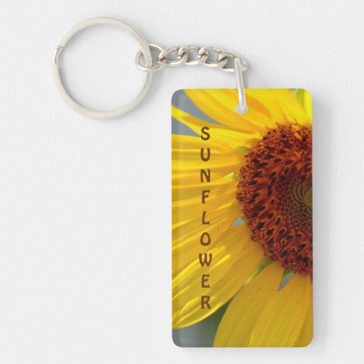 Bright Gele Zonnebloem Aangepast Sleutelhanger (Voorkant)