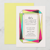 Bright Gem Birthday Party Kaart (Voorkant / Achterkant)