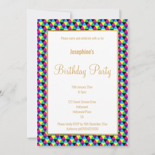 BRIGHT GEOMETRIC PATTERN GOLD CUSTOM BIRTHDAY KAART (Voorkant)
