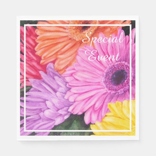 Bright Gerbera Flowers feest Servet (Voorkant)