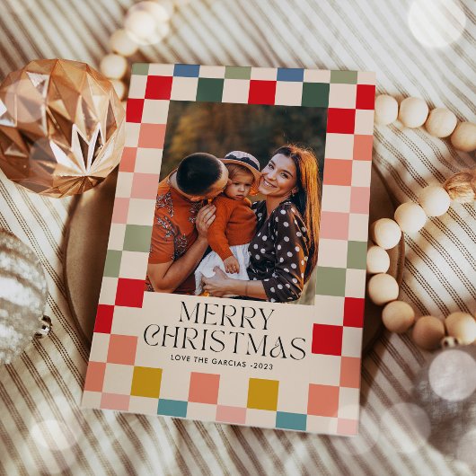 Bright geruite Lijst kerstfoto Feestdagenkaart