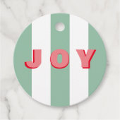 Bright Gestreepte Groene Kerst 'Joy' cadeau labels (Voorkant)