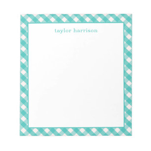 Bright Gingham gepersonaliseerd Notitieblok