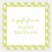 Bright Gingham Gepersonaliseerde Gift Stickers (Voorkant)